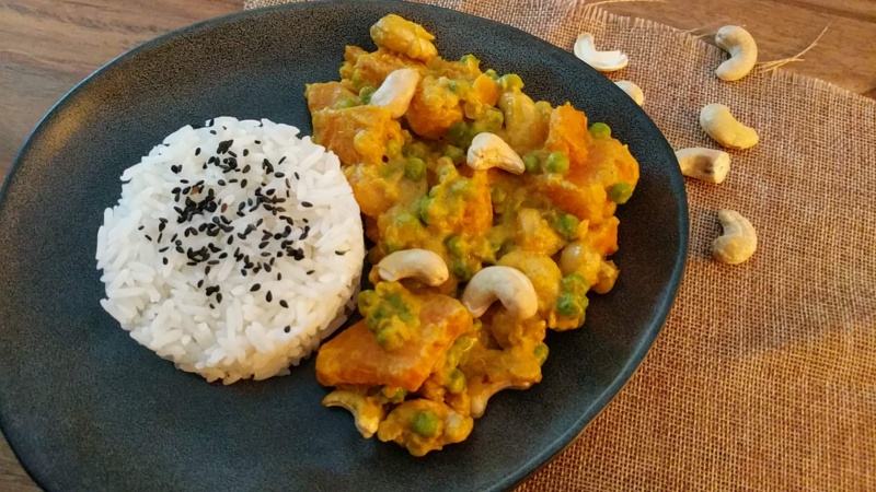 Patate douce Curry et lait de coco