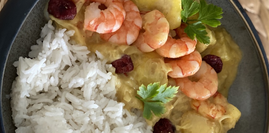Crevettes au Curry & Lait de Coco