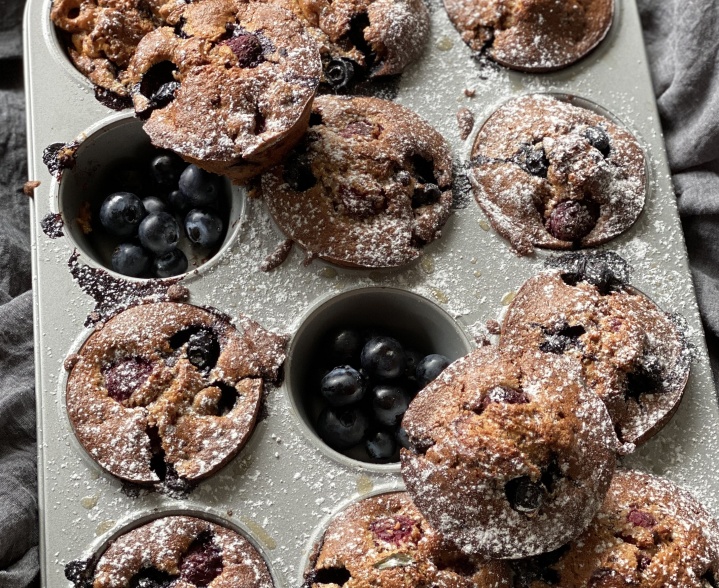 Muffin Myrtilles  framboises Noix Pécan Chocolat