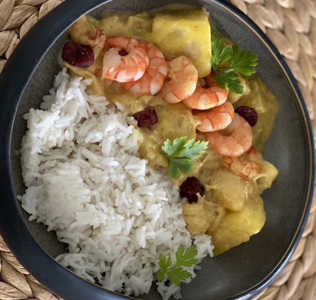 Crevettes au Curry & Lait de Coco