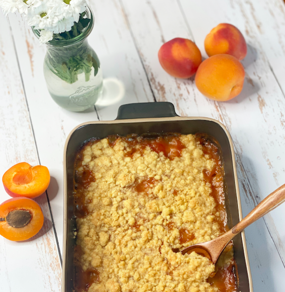 Crumble Pêche abricot